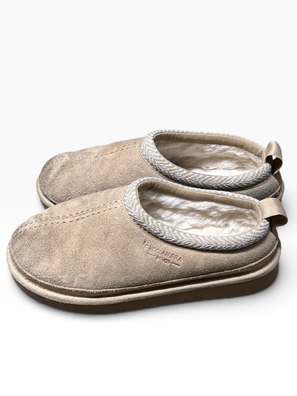 Koolaburra by Ugg Burree tan suede faux fur lined slippers